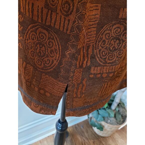 Coldwater Creek Jacket Womens 12 Brown Jacquard Stretch Long Sleeve Button Front - Picture 10 of 13